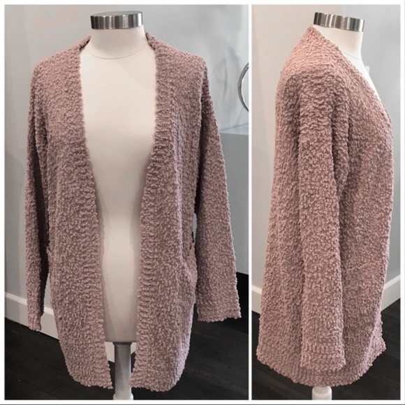 LAST ONE🦋Soft Chunky Knit Popcorn Cardigan Mauve - Picture 2 of 3